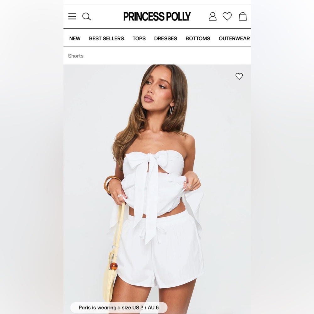 NWOT Princess Polly White Summer Shorts
